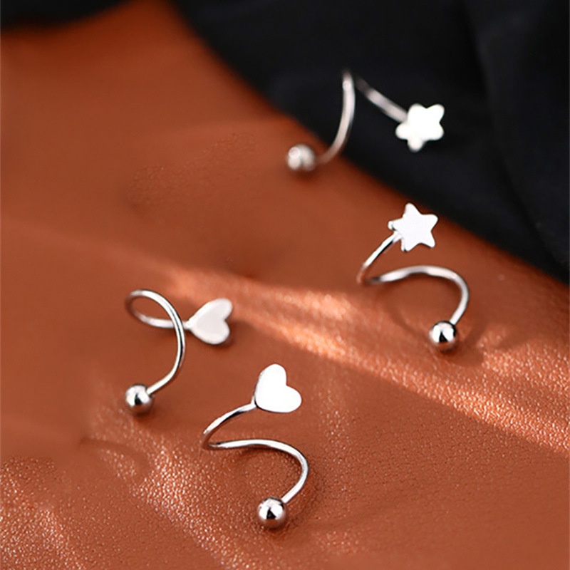 Stainless Steel Screw Ball Star Heart Ear Bone Mini Stud Earrings