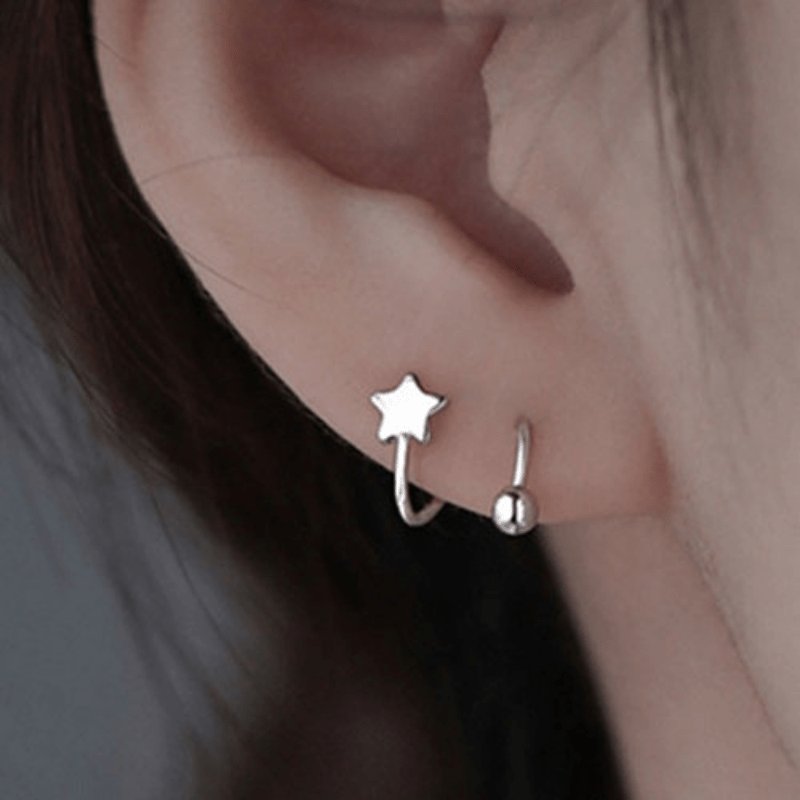 Stainless Steel Screw Ball Star Heart Ear Bone Mini Stud Earrings