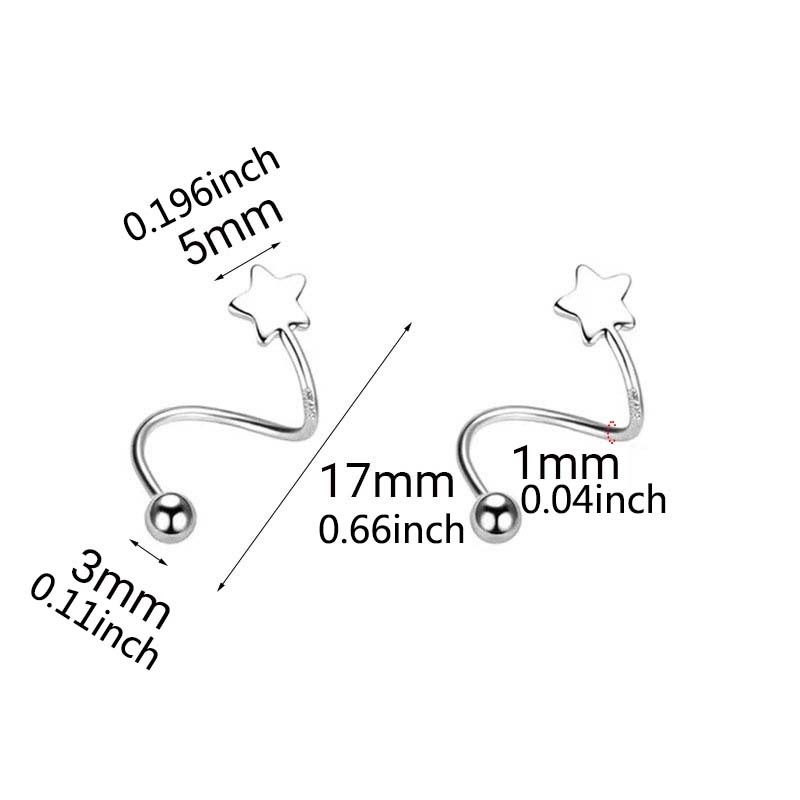 Stainless Steel Screw Ball Star Heart Ear Bone Mini Stud Earrings