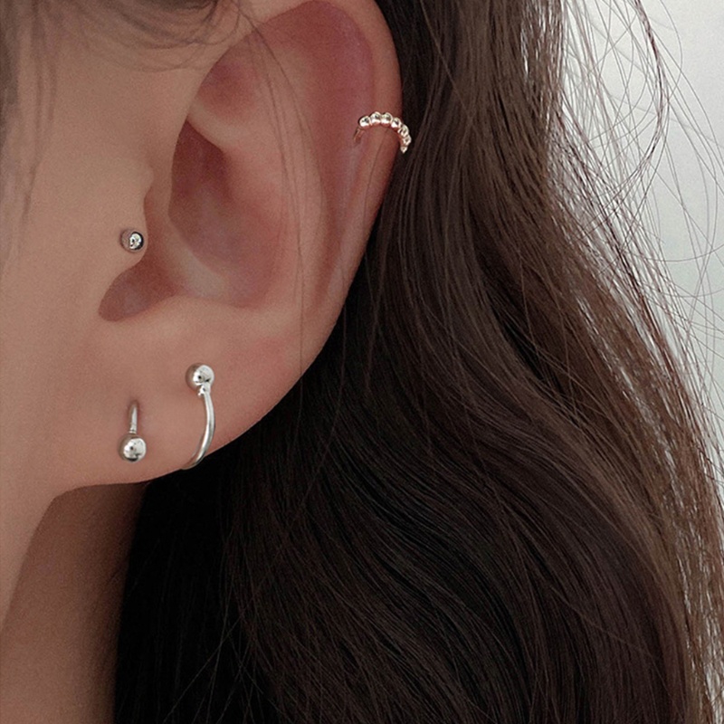 Stainless Steel Screw Ball Star Heart Ear Bone Mini Stud Earrings