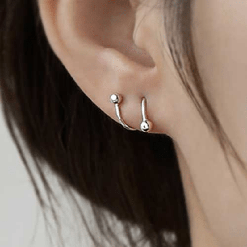 Stainless Steel Screw Ball Star Heart Ear Bone Mini Stud Earrings