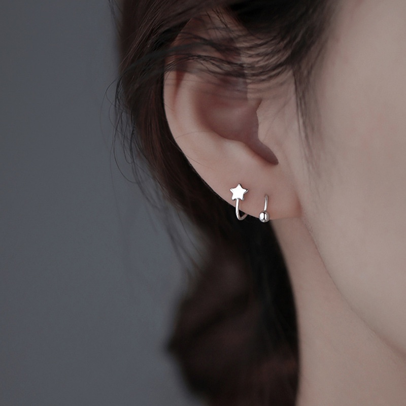 Stainless Steel Screw Ball Star Heart Ear Bone Mini Stud Earrings
