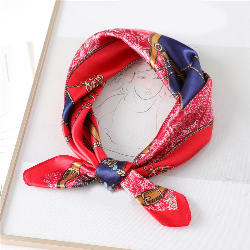 Classic Print Square Scarf Bandana Boho Satin Neckerchief Shawl Imitation  Silk Head Wrap Hair Accessories - Temu Lithuania