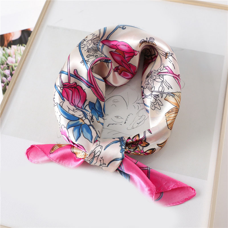 Classic Print Square Scarf Bandana Boho Satin Neckerchief Shawl Imitation  Silk Head Wrap Hair Accessories - Temu Lithuania