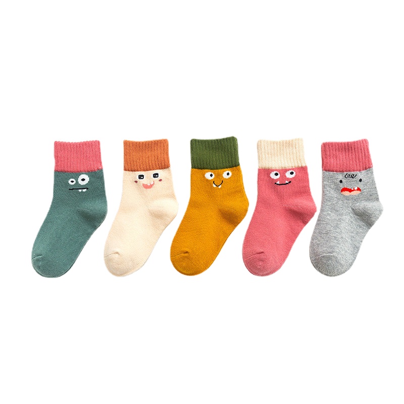 5 Pairs Girls Colorful Short Crew Socks for Kids