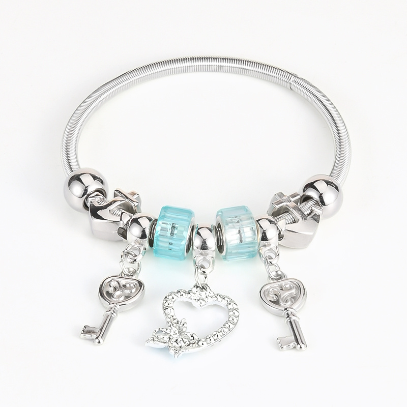Light Blue Love Lock Bracelet For Men Women Girls Diy Beads Brand Bracelets  Bangles Jewelry Gift - Jewelry & Accessories - Temu Switzerland