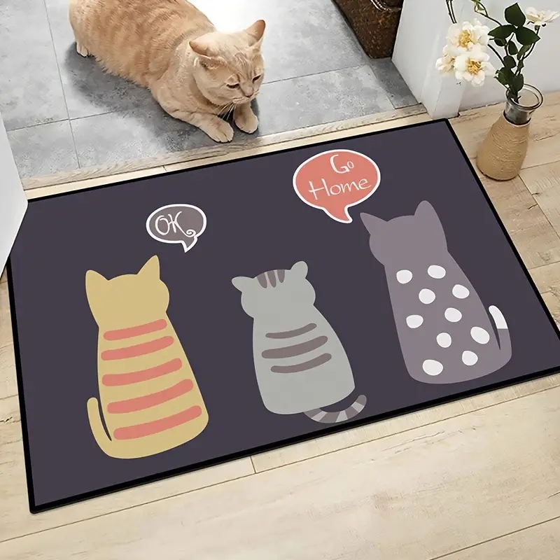 Crystal Velvet Door Mat Cartoon Kitten Indoor And Outdoor - Temu