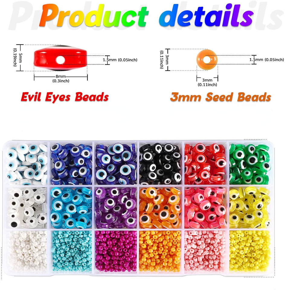 Resin Evil Eye Beads Kit Colorful Glass Seed Beads For - Temu