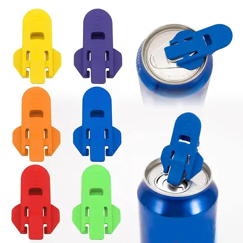 24 Pcs Colorful Manual Easy Can Opener Soda Protector Drink Can Tab Opener Plastic Beverage Barricade for Family Protects Aluminum Beverage Cold Drink