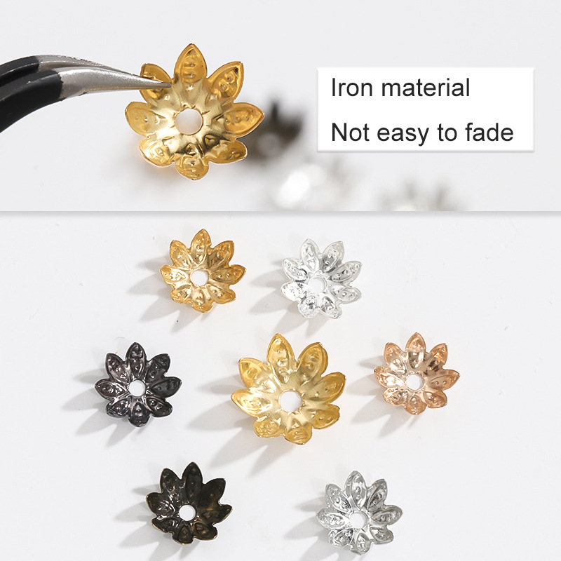 Lotus Flower Metal Beads Loose Spacer Bead Cone End - Temu