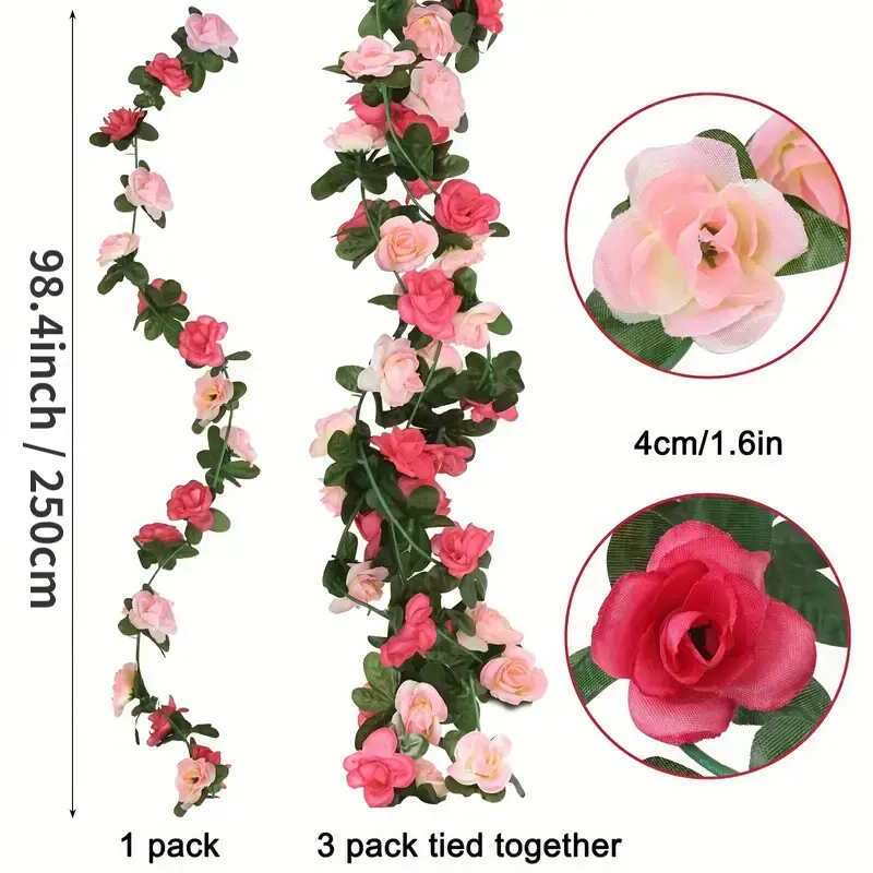 Artificial Rose Vine Flowers With Green Leaves Garland Hanging Fake Roses  Vine For Room Anniversary Wedding Birthday Christmas Wall Arch Decor Spring  Flower - Temu