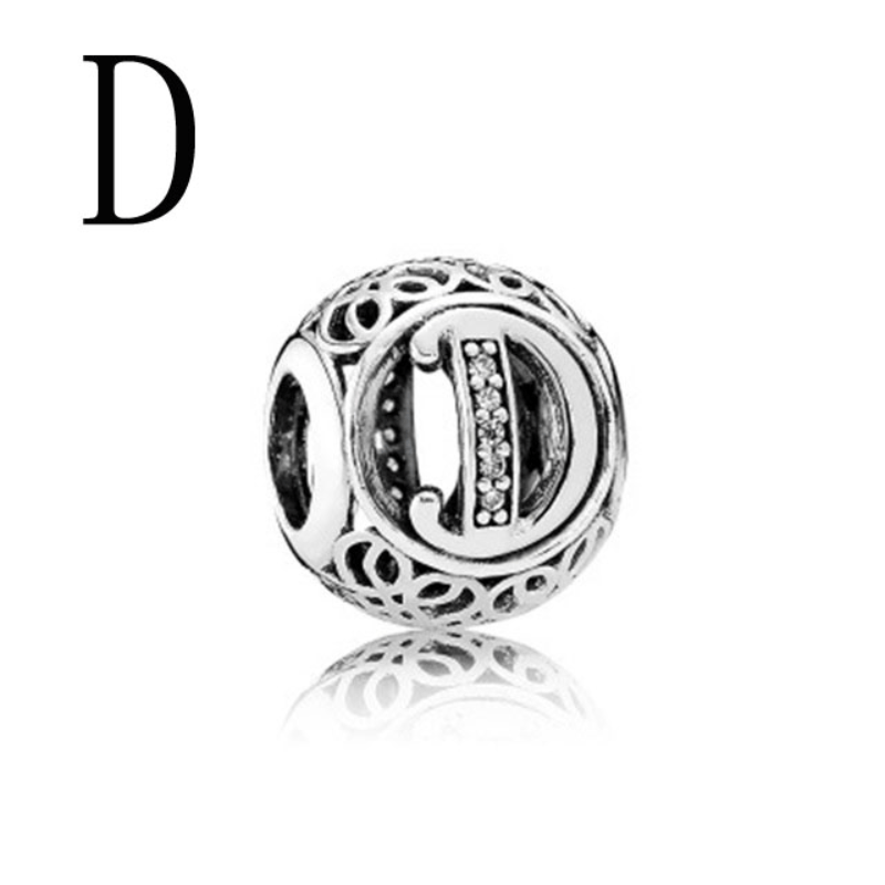 Letter D Alphabet Charm, Sterling silver