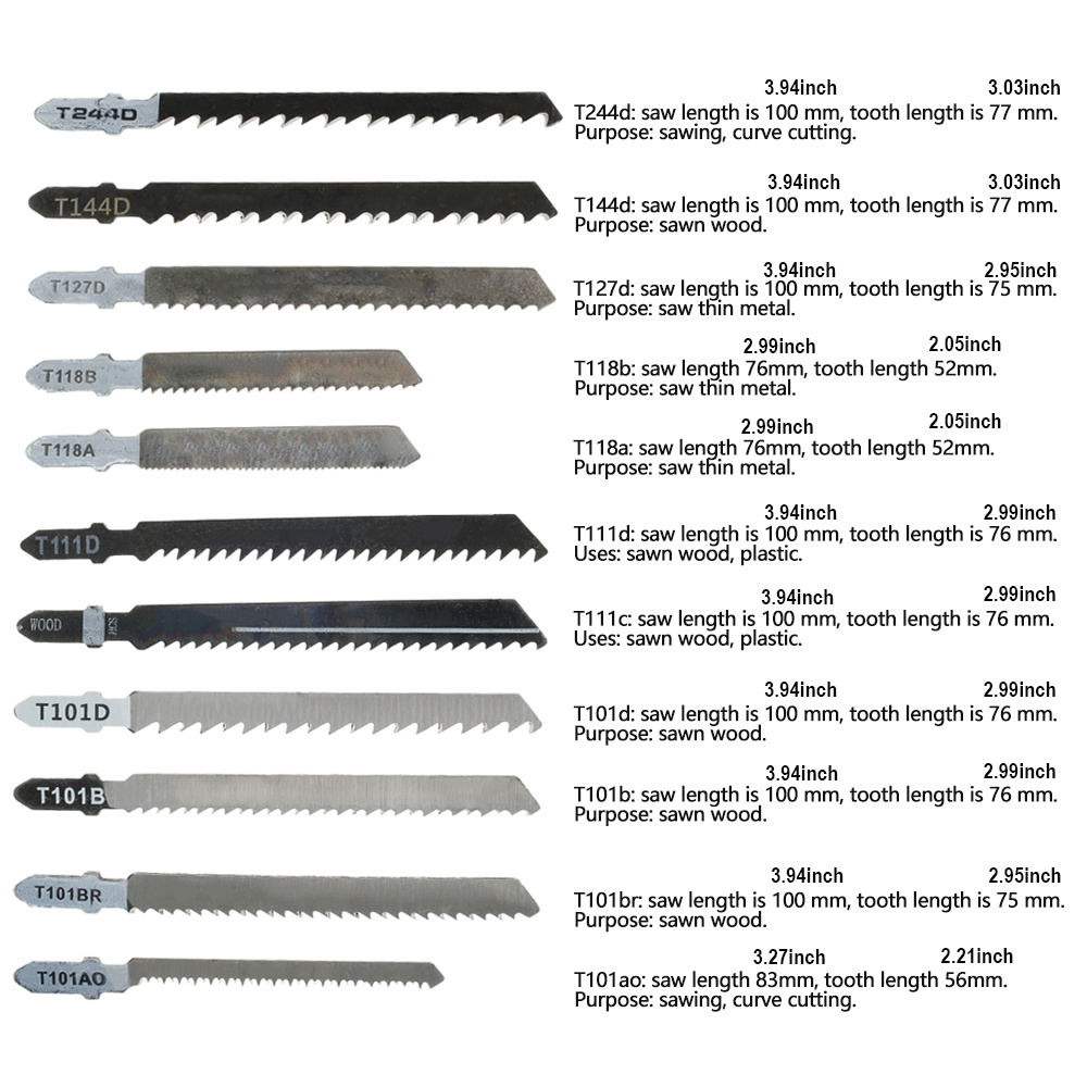 34PCS U-Shank Jig Saw Blade Set, Jigsaw Blades Set for Wood