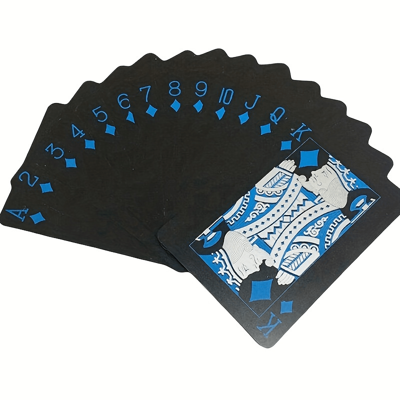 1 Pc Noir Doré Carte À Jouer Poker Jeu Deck Bleu Argent - Temu Belgium