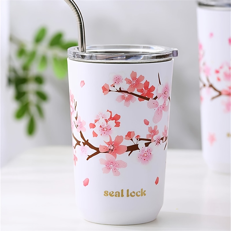 Cherry Ceramic Water Cup With Lid Spoon Heat - Temu