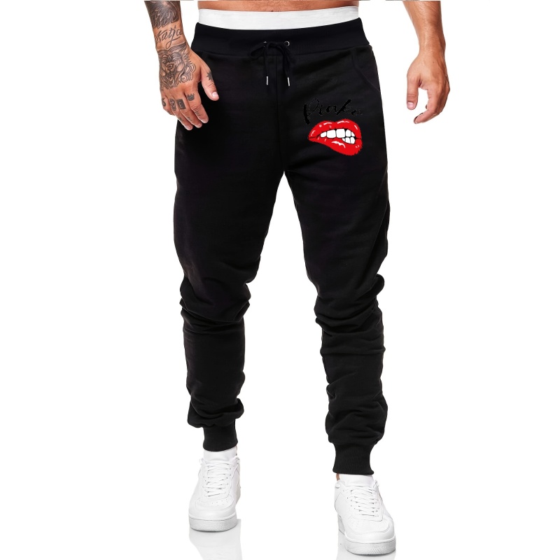 Plus Size Men's Stylish Red Lip Graphic Print Sweatpant, Casual Oversized Loose  Jogger Pants For Spring Summer - Men's Big & Tall - Temu Belgium