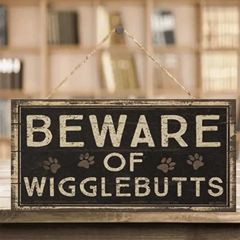beware of wigglebutts hanging sign wall art decorative wooden sign home decor supplies details 1