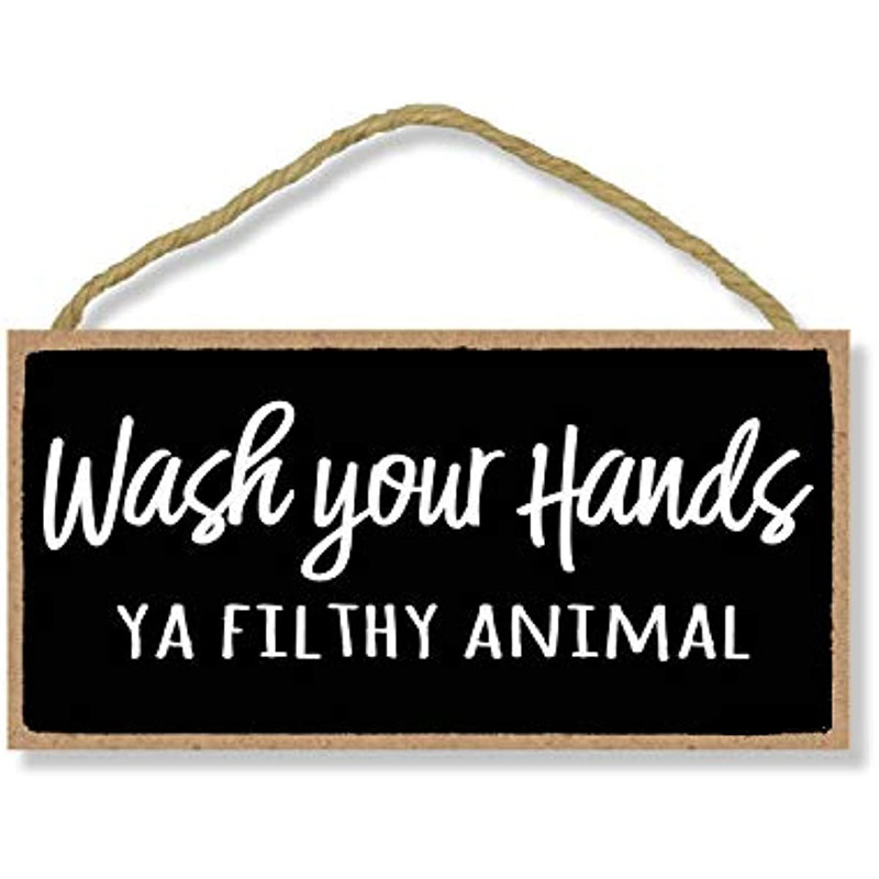 

1pc, Wash Your Hands Wall Hanging Sign For Bathroom Kitchen, Funny Bathroom Wooden Hanging Wall Art