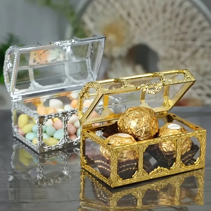Vintage Golden Treasure Chest Jewelry Box - Perfect For Weddings