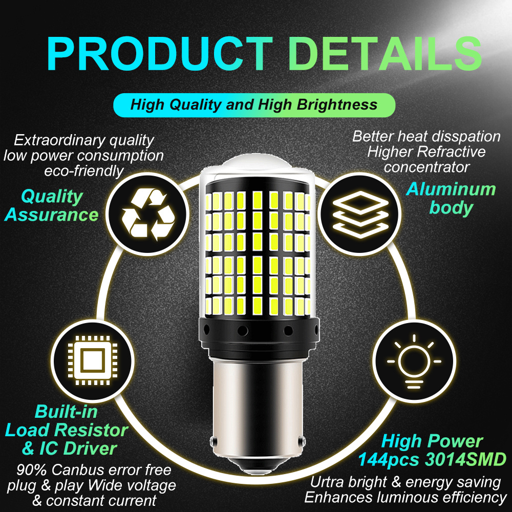 High-power 1156 p21w CANBUS LED TURN SIGNAL With fan 1157 bay15d p21/5w  bau15s py21w led reversing brake lamp 7440 T20 LED LIGHT