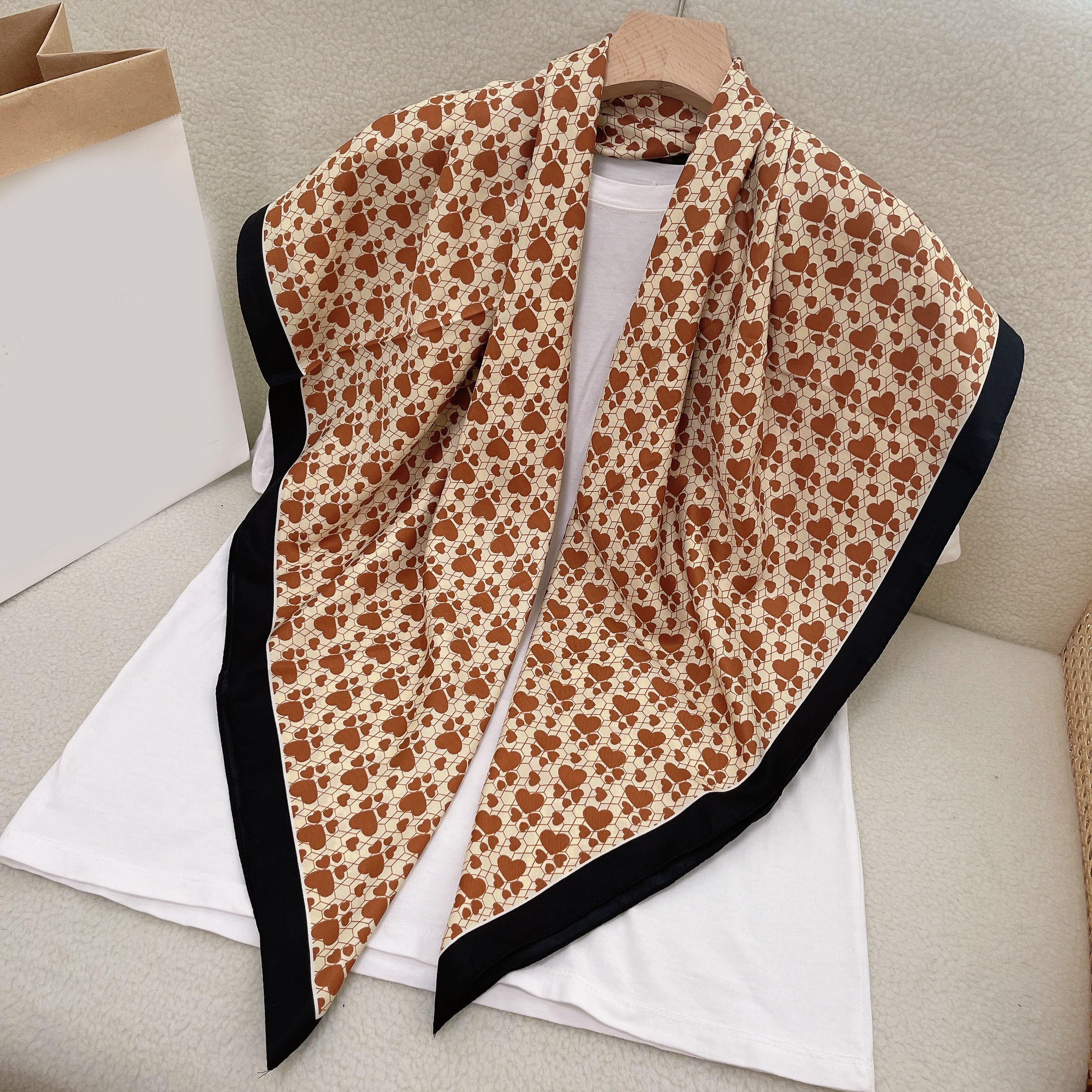 Polka Dot Print Square Scarf Block Shawl Women Casual Head Wrap Windproof