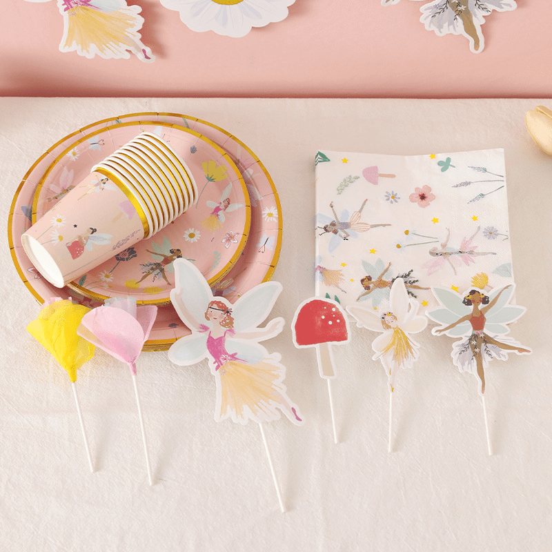 Assiettes En Carton Fée Floral Fille fête d'anniversaire