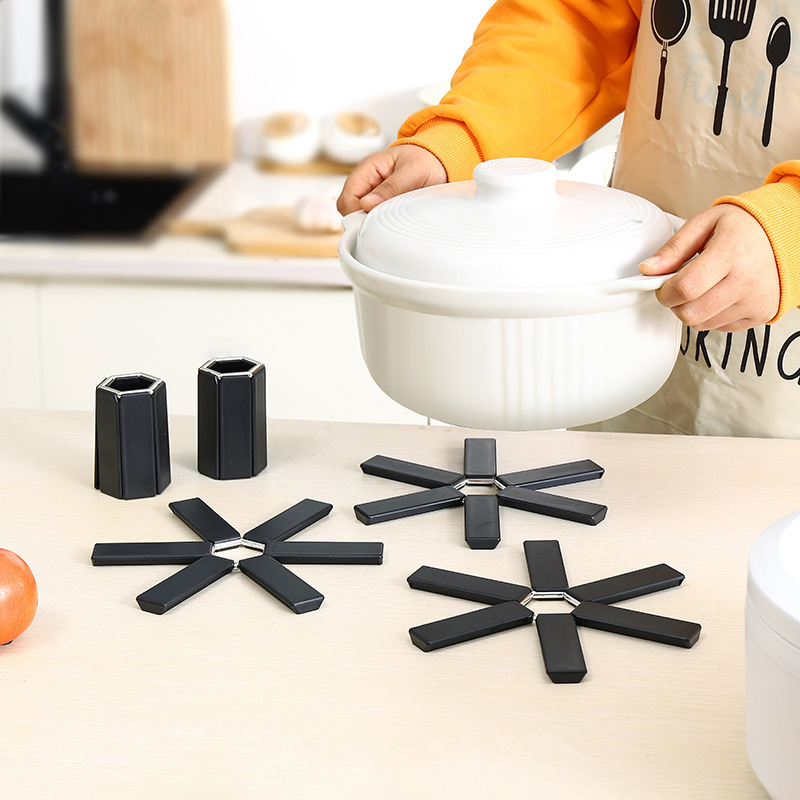 1pc Silicone Kitchen Insulation Pad, Black Pot Holder For Home