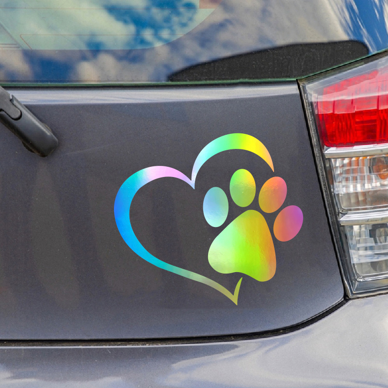 4pcs Autoaufkleber Herz Hund Katze Pfote Druck Haustier Vinyl Aufkleber Für  Auto Tür Und Fenster Dekoration Aufkleber