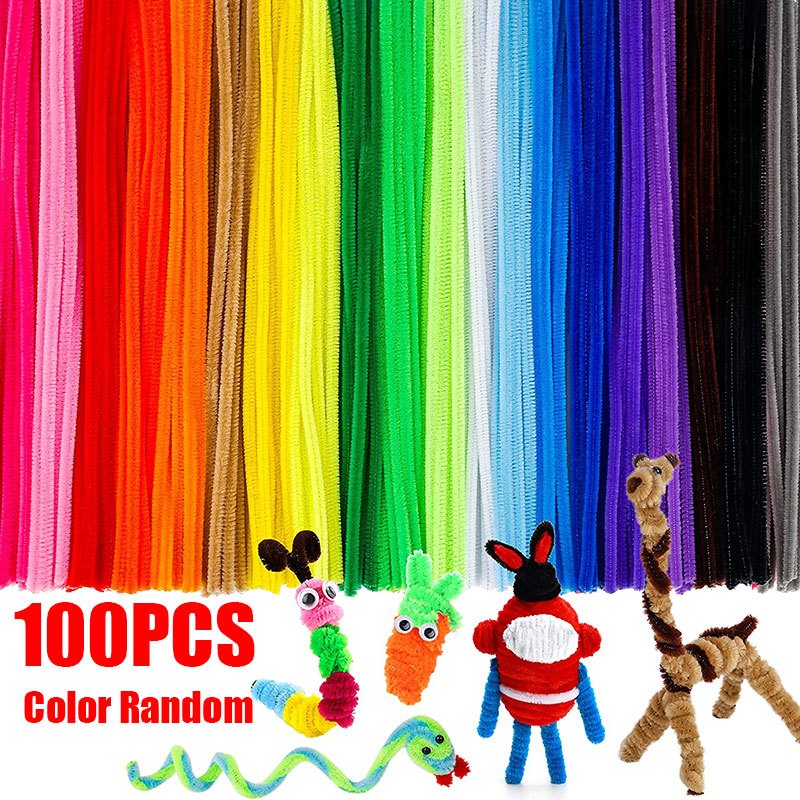 100Pcs Glitter Chenille Stems Pipe Cleaners Multicolor Chenille