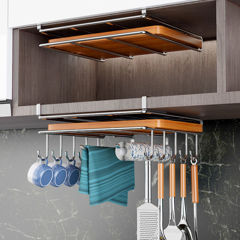 Kitchen Cupboard Hanging Hooks Cup Organizer Shelf Dish Mug Hanger
