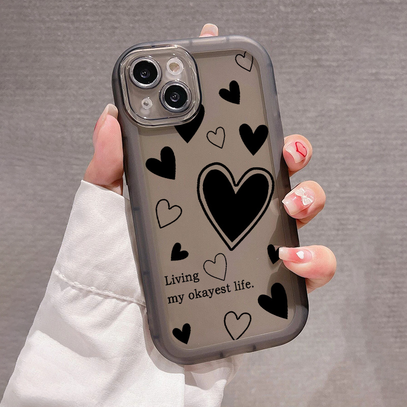 2pcs Funda Teléfono Patrón Corazón Iphone 11 12 13 14 Pro - Temu