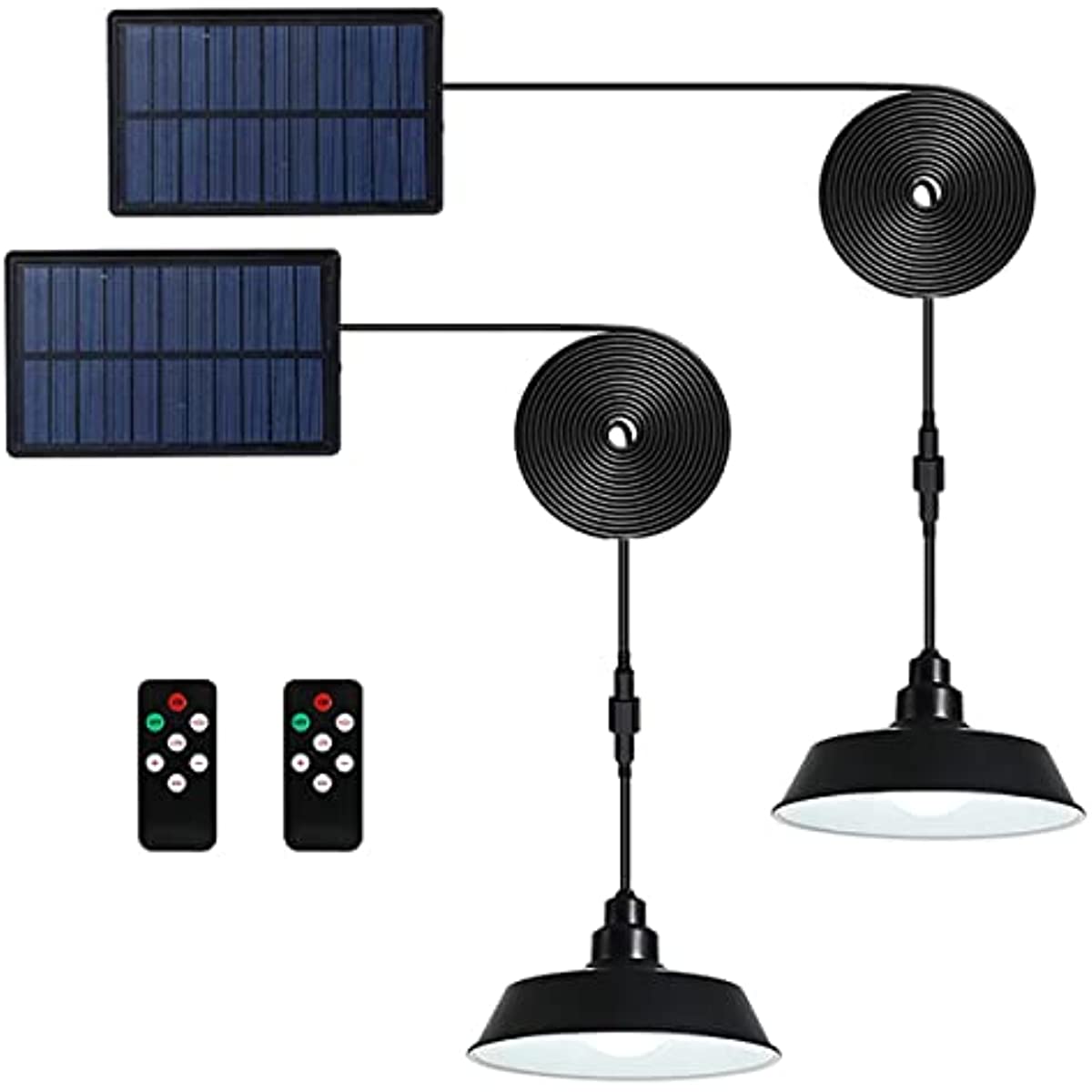 

2pcs/set Solar Pendant Lights Outdoor Indoor With Remote Control, Available Daytime Shed Light With 4 Lighting Modes Waterproof For Home Garden Yard Barn Gazebo