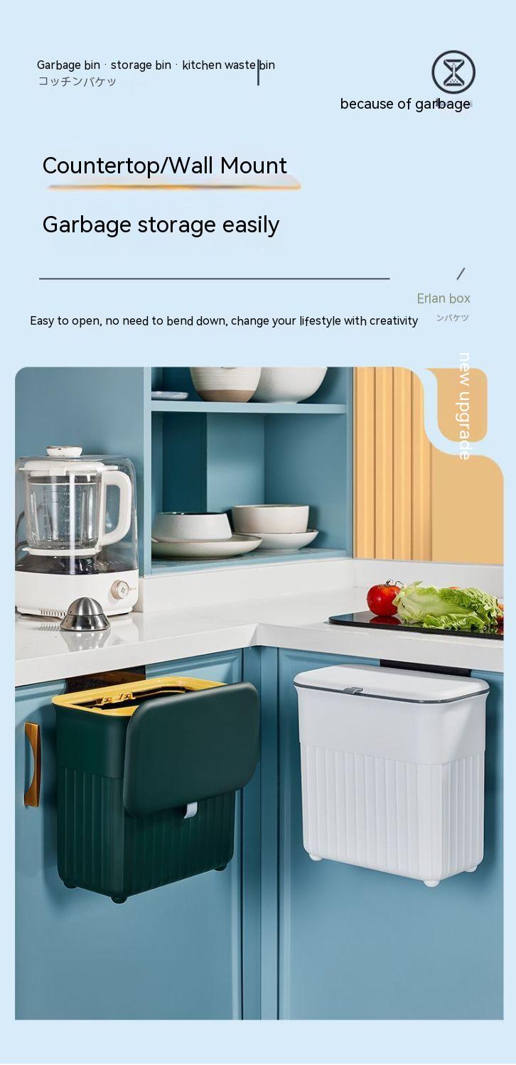 Kitchen Wall-mounted Folding Trash Can Household Cabinet Hanging Storage Trash  Basket Creative Classification Hanging Trash Can - AliExpress