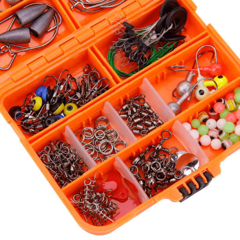 Complete Fishing Tackle Kit Storage Box Includes Hooks - Temu