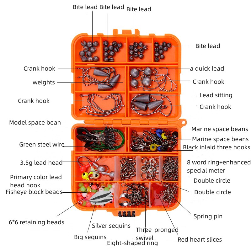 Complete Fishing Tackle Kit Storage Box Includes Hooks - Temu Qatar