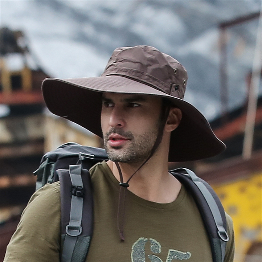 Breathable Wide Brim Bucket Hat With Neck Flap Outdoor Climbing