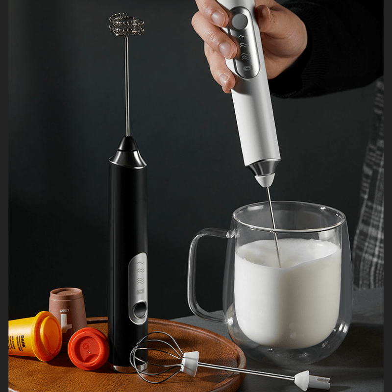 Milk Frother, Rechargeable Handheld Electric Whisk Coffee Frother Mixer  With 2 Stainless Whisks, Milk Foam Maker For Cappuccino, Latte, Bulletproof  Co