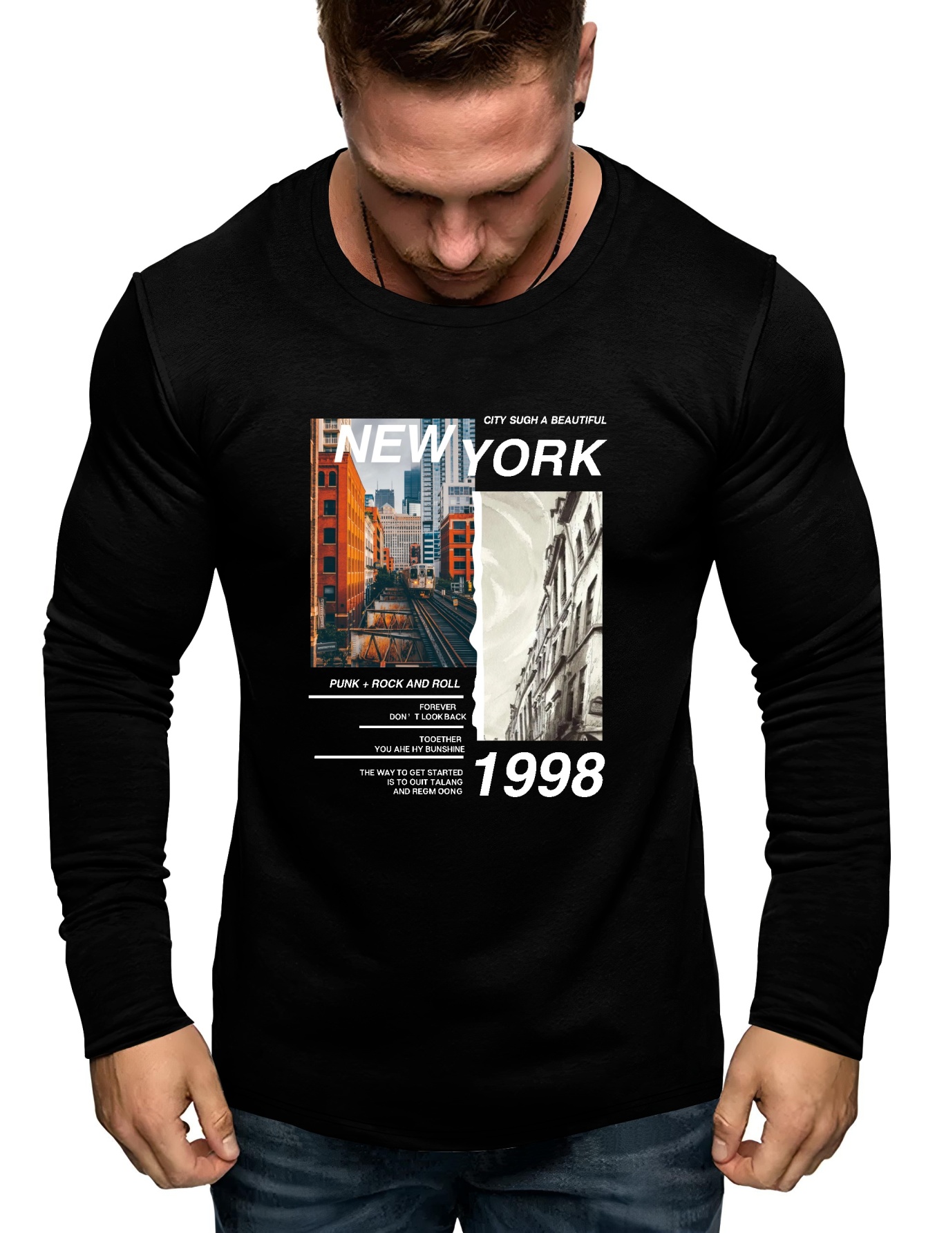 Tall Oversized Extended Neck New York T-shirt