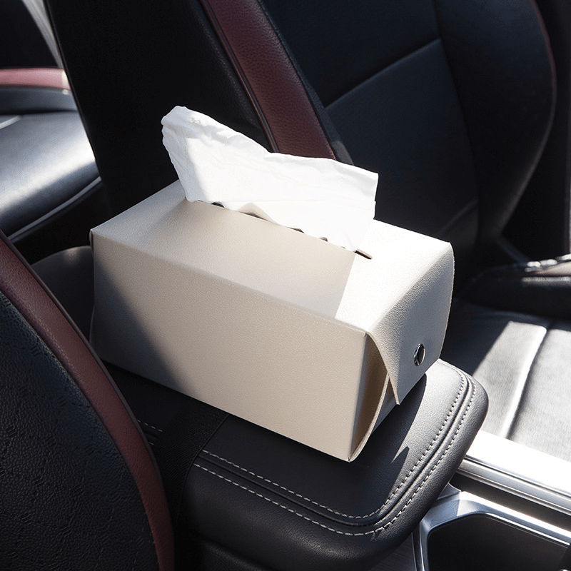 Car Tissue Box Cartoon Leather Car Pumping Paper Box - Temu