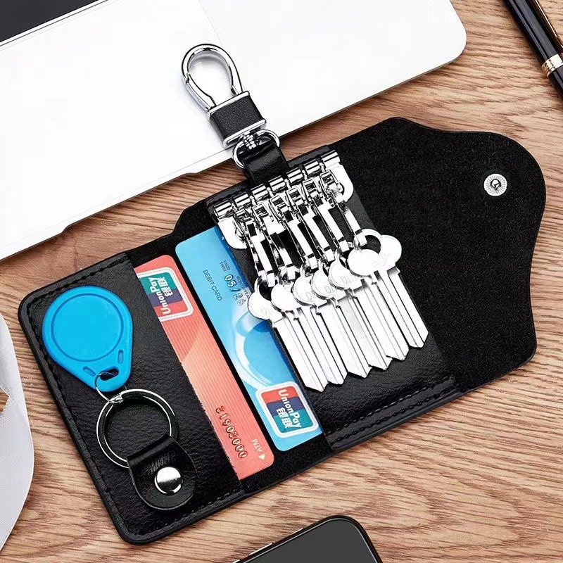Leather Key Case Wallets,multifunctional Zipper Leather Key Case Unisex Keychain  Key Holder Ring With 12 Hooks Snap Closure - Temu