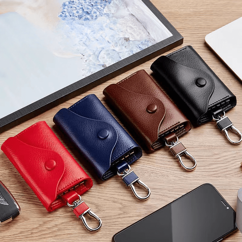 Leather Key Case Wallets,multifunctional Zipper Leather Key Case Unisex  Keychain Key Holder Ring With 12 Hooks Snap Closure - Temu