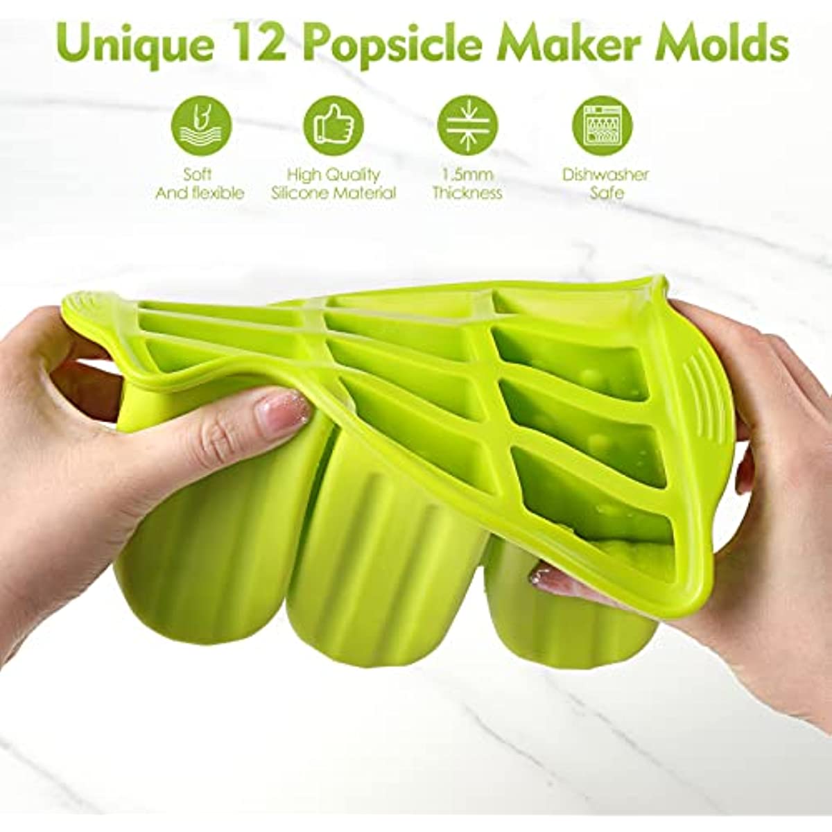 12 PCS Silicone Popsicle Molds Easy-release Bpa-free Popsicle