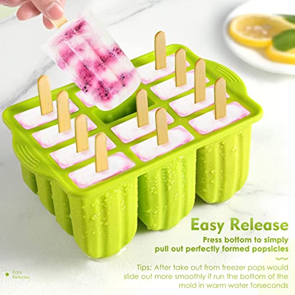 Popsicle Molds 6 Pieces Silicone Ice Pop Molds, BPA Free Popsicle