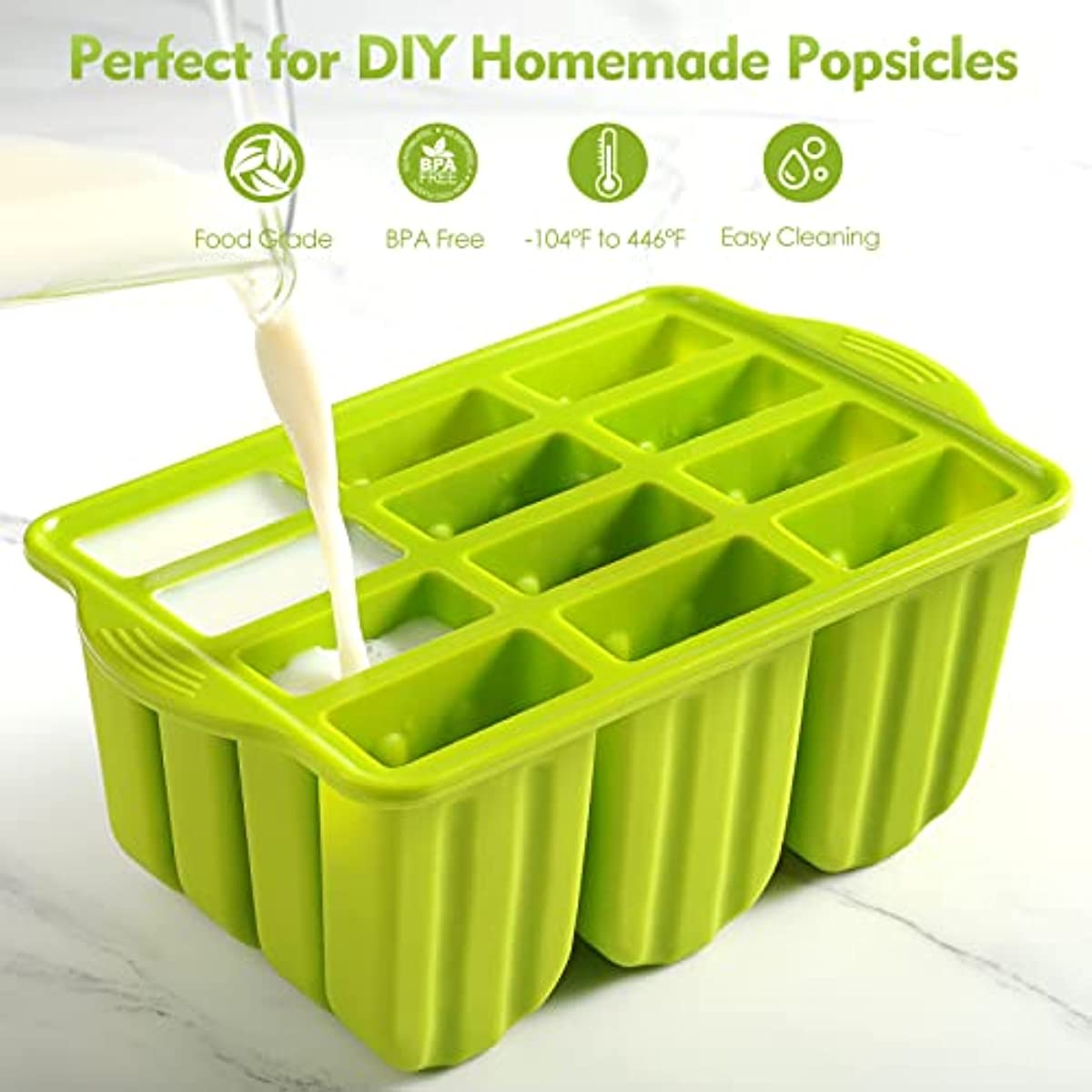 Popsicle Molds, Silicone Frozen Ice Popsicle Maker Mold Set, Ice Pop Mold  Homemade Ice Cream Molds, Easy-release Bpa-free Ice Lolly Moulds With  Popsicle Sticks & Cleaning Brush (green) - Temu