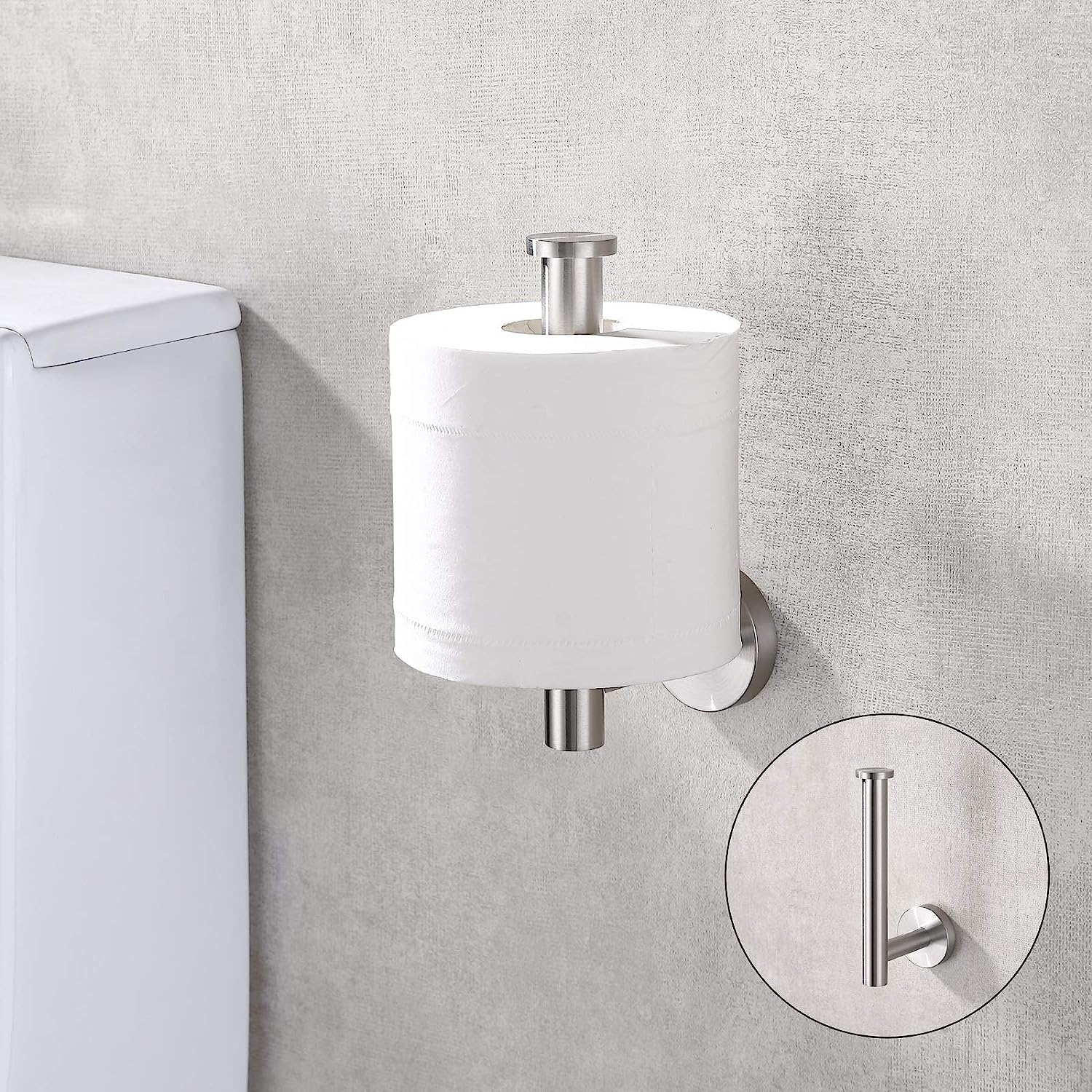 Porte-Rouleau de Toilette Mural en Acier Inoxydable Pour Salle de Bain -  Argent