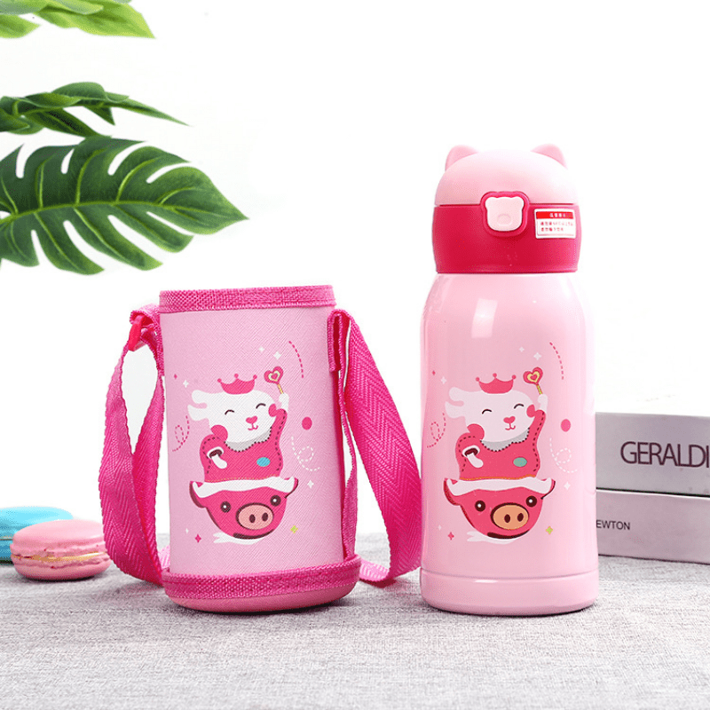 350ML Cute Pig Cartoon Water Bottle For Kids Kindergarten Boys