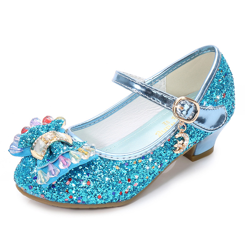  EIGHT KM Zapatos de vestir de tacón alto para niñas, zapatos de  tacón alto Mary Jane Princess para fiesta de boda, EKM7015, Cenicienta con  purpurina brillante, color azul claro, talla 8.5