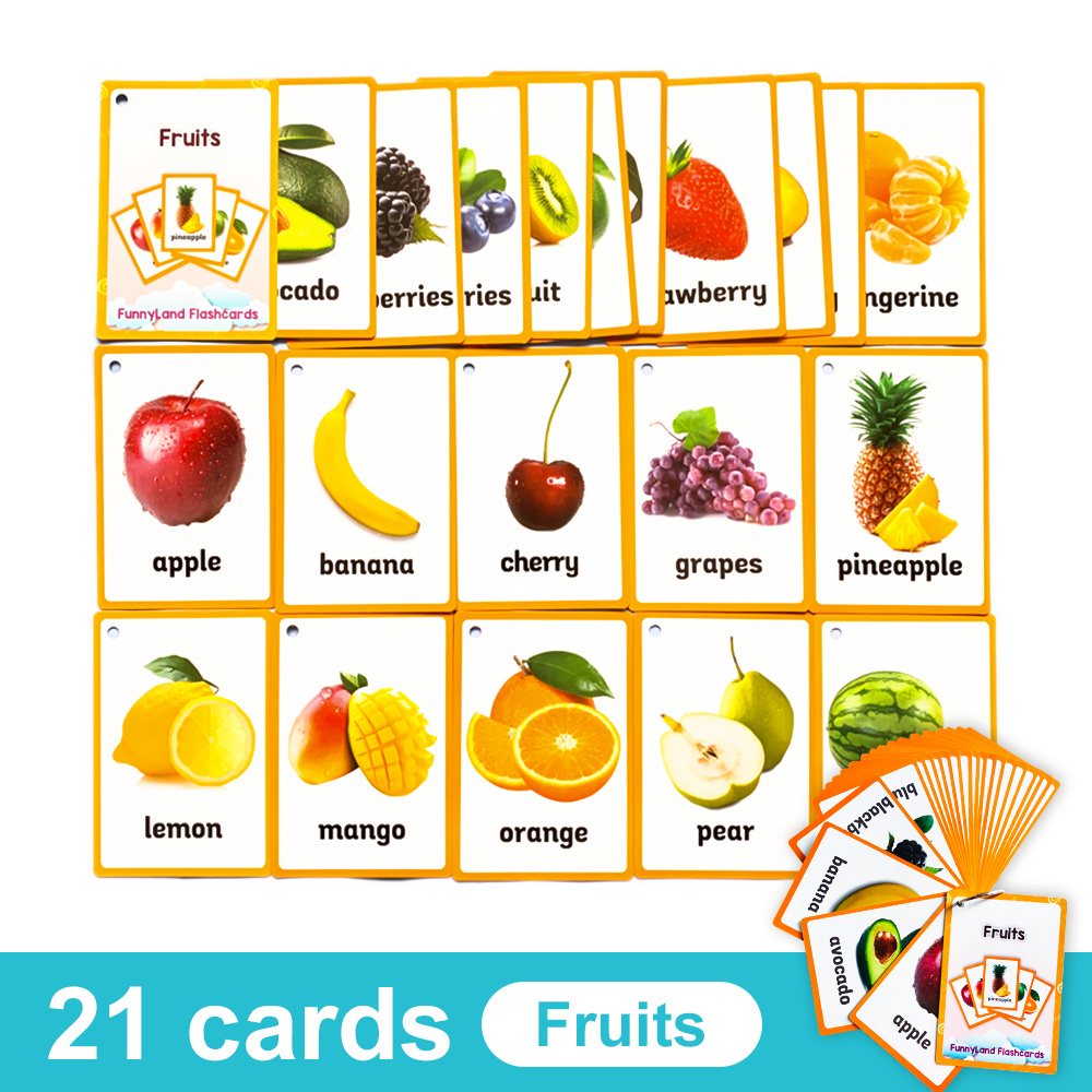 20pcs Enfants Enfant Éducation Précoce Apprentissage De L'anglais Carte  Flash Organisation Scolaire Flashcard Aide Pédagogique Fruit Animal  Transport