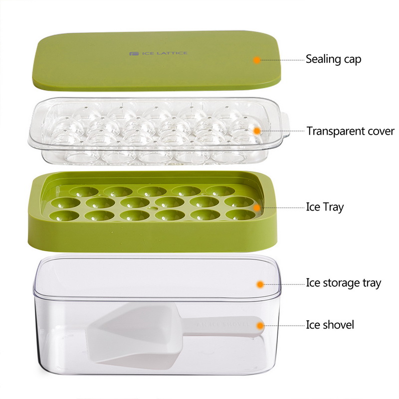 Ice Cube Tray with Bin & Scoop 104 Cubes Ice Tray Easy Release Ice