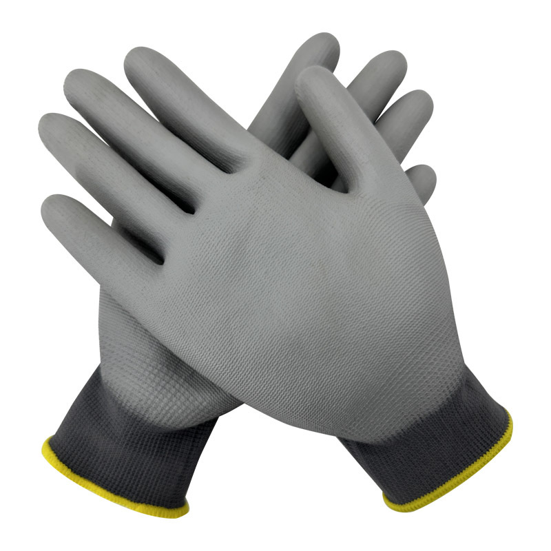 Safety Work Gloves Pu Coated 13 Gauge Polyester Glove - Temu